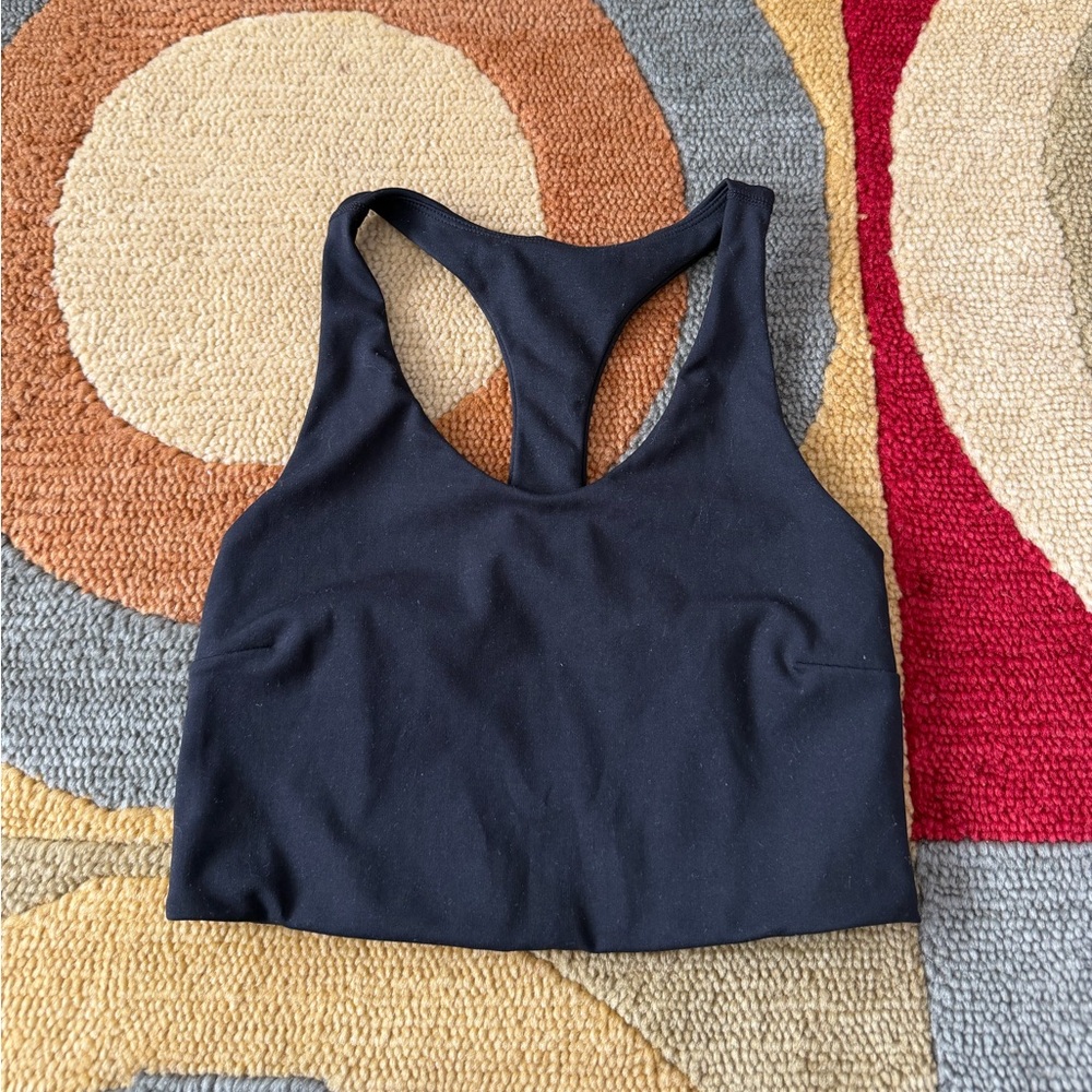 Zella by Nordstrom Black Long Line Sports Bra / Crop Tank Top Un-Padded Size XS